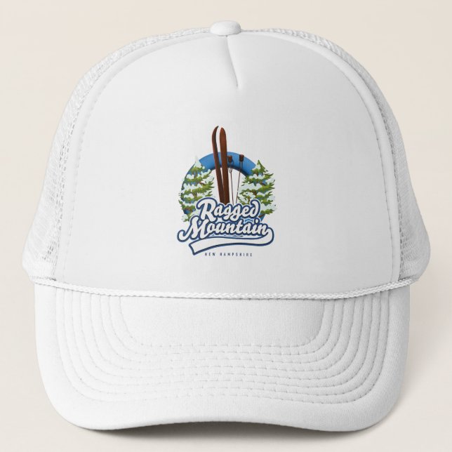 Ragged Mountain New Hampshire ski logo Trucker Hat (Front)