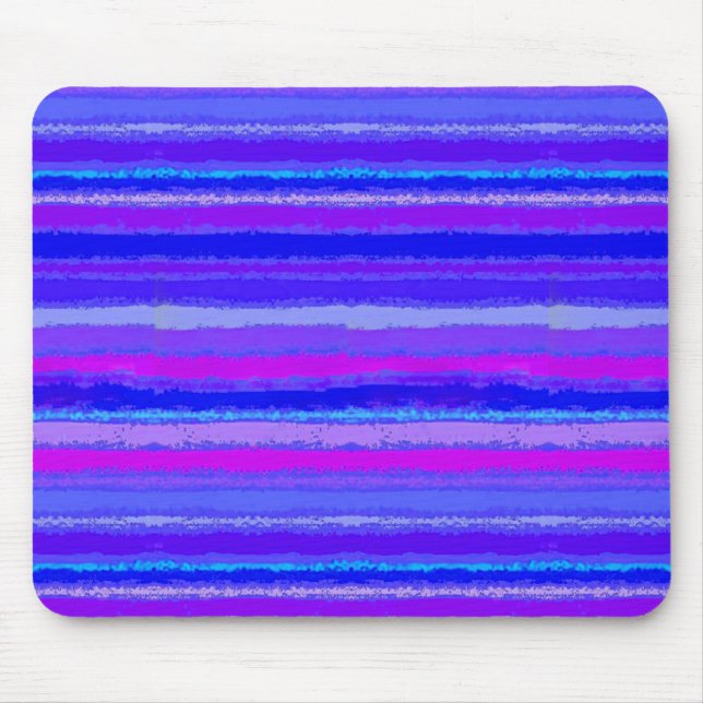 Ragged Rainbow Stripes Purples, Pink and Blue Mouse Mat (Front)