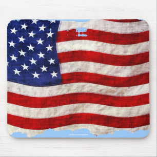 Ragged US Flag United States Patriotic Art Design Mouse Mat
