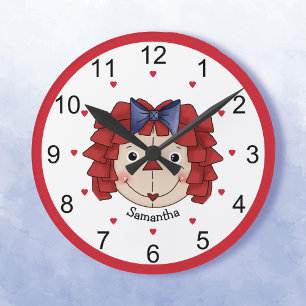 Raggedy Ann Face Personalised  Round Clock