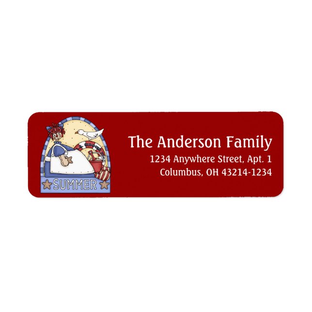 Raggedy Doll Summer Season Return Address Label (Front)