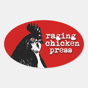 Raging Chicken Logo Oval Sticker w/ text