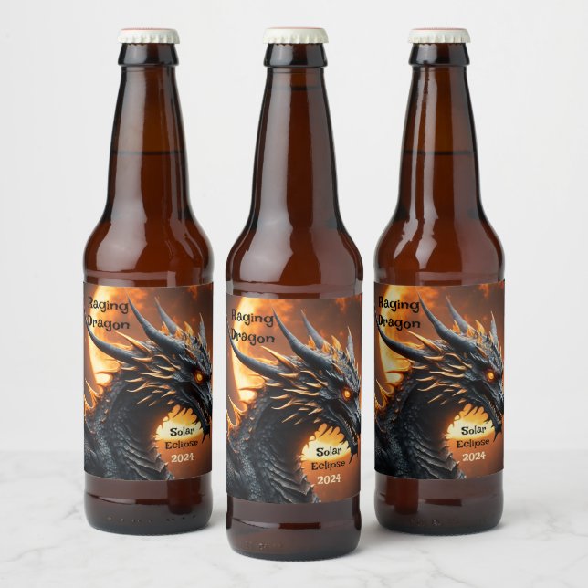 Raging Dragon Solar Eclipse Customise Set of 6 Beer Bottle Label (Bottles)