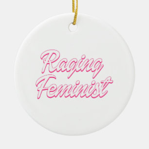 Raging Feminist Doll Ceramic Tree Decoration