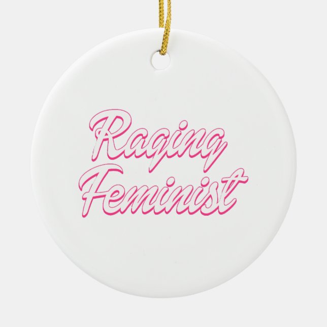 Raging Feminist Doll  Ceramic Tree Decoration (Front)