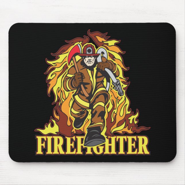 Raging Flames Firefighter Mouse Mat (Front)