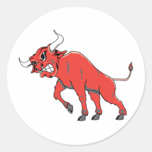 Raging Red Bull Classic Round Sticker