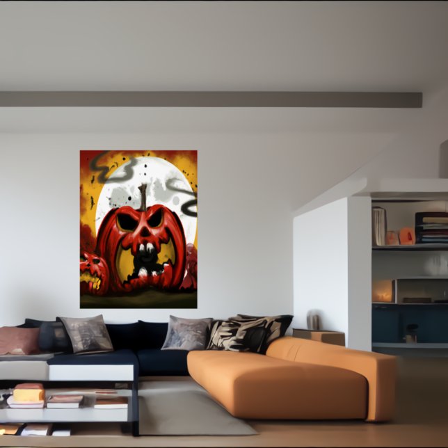 Raging red Pumpkin  | AI Art Poster (Creator Uploaded)