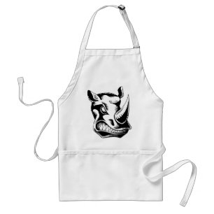 RAGING RHINO TATTOO TRIBAL VECTOR GRAPHIC STANDARD APRON