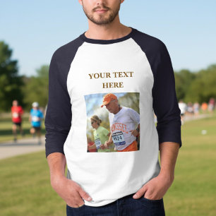 Raglan Baseball T-Shirt, Custom Text, photo T-Shirt