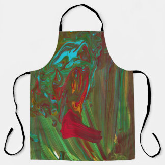 Rags To Riches 1 Bold Red Green Abstract Apron