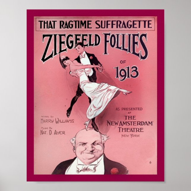 Ragtime Suffragette 1910's Sheet Music Cover Copy Poster (Front)