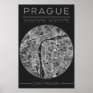 rague Charcoal City Map Poster – Minimal Wall Art