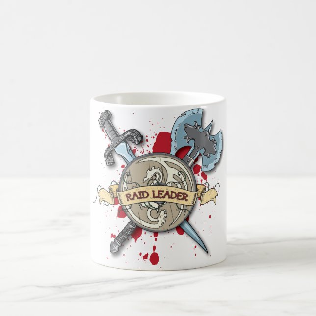 RAID LEADER Tattoo - Sword, Axe, and Shield Coffee Mug (Center)