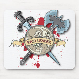 RAID LEADER Tattoo - Sword, Axe, and Shield Mouse Mat
