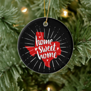 Raider Red and Black Home Sweet Home - Texas Ceramic Tree Decoration