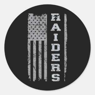 Raiders Name Usa Flag Gift Men Women Boy Girl Classic Round Sticker