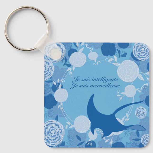 raie, fleur de vie, orange, mandala,zen,chakra, key ring (Front)