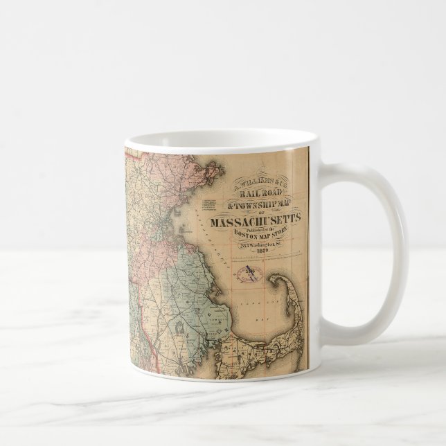 Rail Road & Township Map of Massachusetts, 1879 Coffee Mug (Right)
