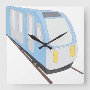 Rail Train Square Wall Clock