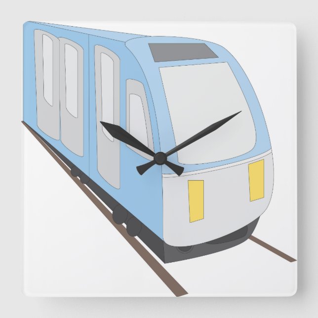 Rail Train Square Wall Clock (Front)