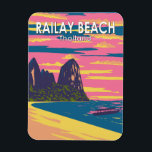 Railay Beach Thailand Travel Art Vintage Magnet<br><div class="desc">Railay Beach in a vector art style. Railay,  also known as Rai Leh,  is a small peninsula between the city of Krabi and Ao Nang in Thailand.</div>