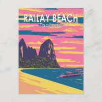 Railay Beach Thailand Travel Art Vintage