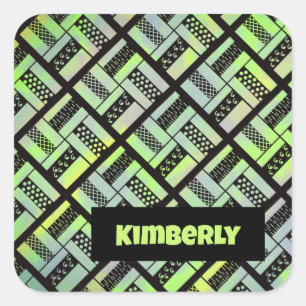 Railfence Patchwork Quilt Pattern Square Sticker