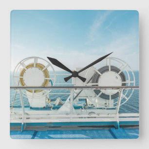 Railing Of A Cruise Ship Square Wall Clock