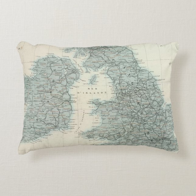 Railroad and Canals of British Isles Decorative Cushion (Front)