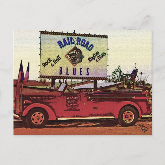 Railroad Blues Fire Truck, Alpine, TX Postcard (Front)