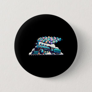 Railroad Bunny Train Easter Egg Kids Toddler Boys 6 Cm Round Badge