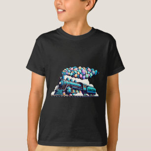 Railroad Bunny Train Easter Egg Kids Toddler Boys  T-Shirt