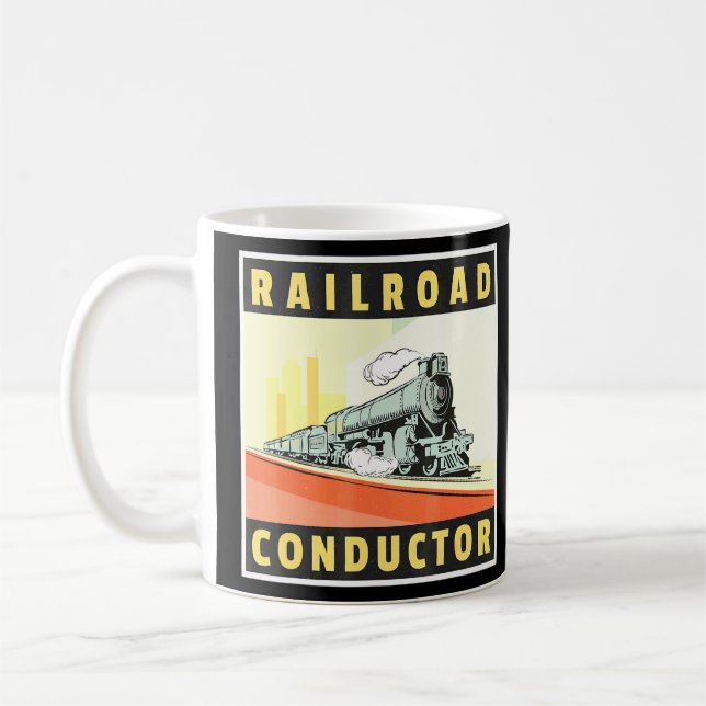 Railroad Conductor Train Engineer Train Ticket Con Coffee Mug (Left)