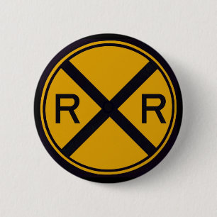 Railroad Crossing 6 Cm Round Badge