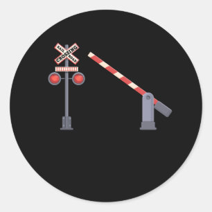 Railroad Crossing Barrier Sign Halloween Costume D Classic Round Sticker