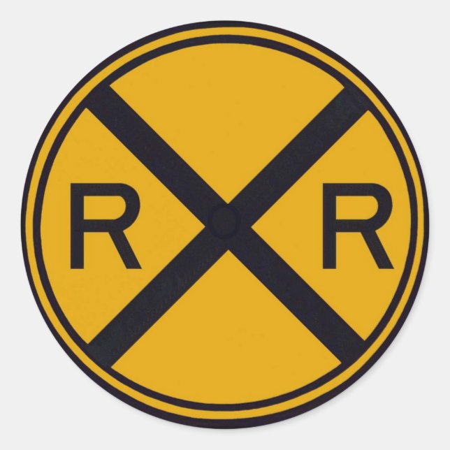 Railroad Crossing Classic Round Sticker (Front)
