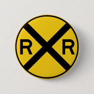 Railroad Crossing Highway Sign 6 Cm Round Badge