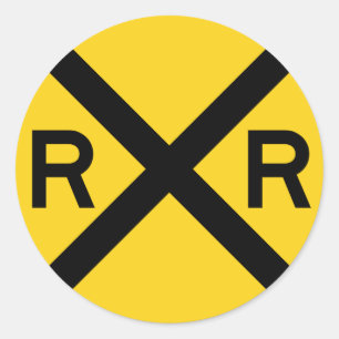Railroad Crossing Highway Sign Classic Round Sticker