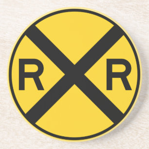 Railroad Crossing Highway Sign Coaster