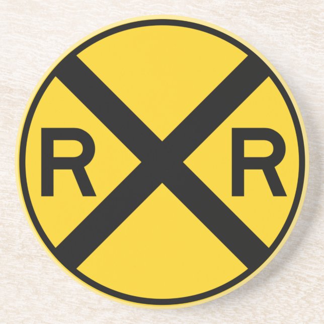 Railroad Crossing Highway Sign Coaster (Front)