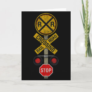 Railroad Crossing Locomotive Model Train Lover Roa Card