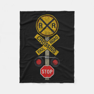 Railroad Crossing Locomotive Model Train Lover Roa Fleece Blanket