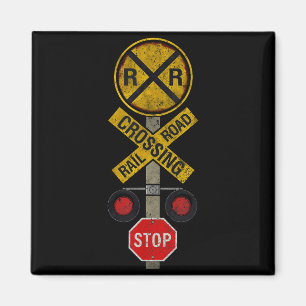 Railroad Crossing Locomotive Model Train Lover Roa Magnet