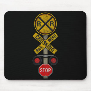 Railroad Crossing Locomotive Model Train Lover Roa Mouse Mat