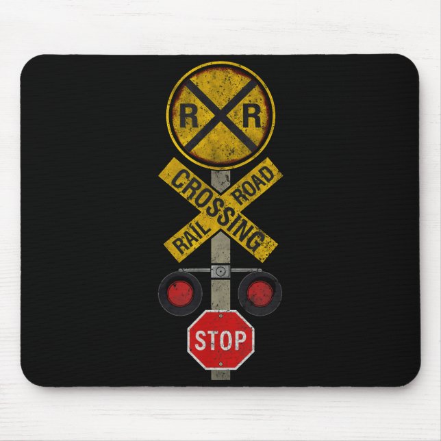 Railroad Crossing Locomotive Model Train Lover Roa Mouse Mat (Front)