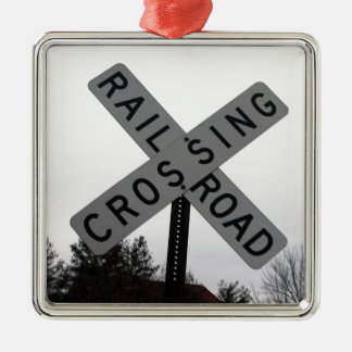 Railroad Crossing Metal Tree Decoration