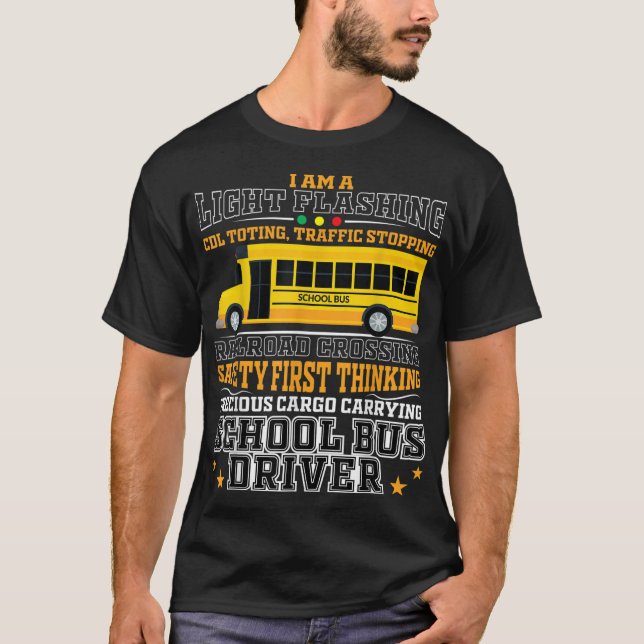 Railroad Crossing School Bus Driver Design for a B T-Shirt (Front)