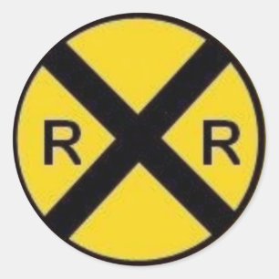 Railroad Crossing Sign Classic Round Sticker