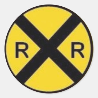 Railroad Crossing Sign Classic Round Sticker